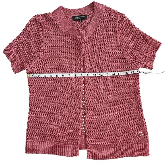 Jones New York Rose Open-Front Crochet Cardigan Short sleeved Sz: XL - Picture 7 of 10